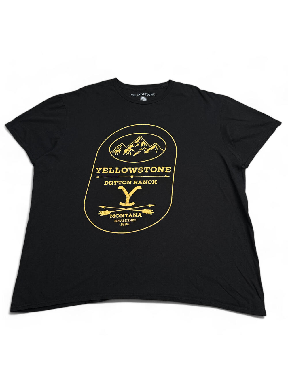Official Yellowstone Dutton T Shirt Adult Size 2XL XXL Black Yellow Big Logo Tee